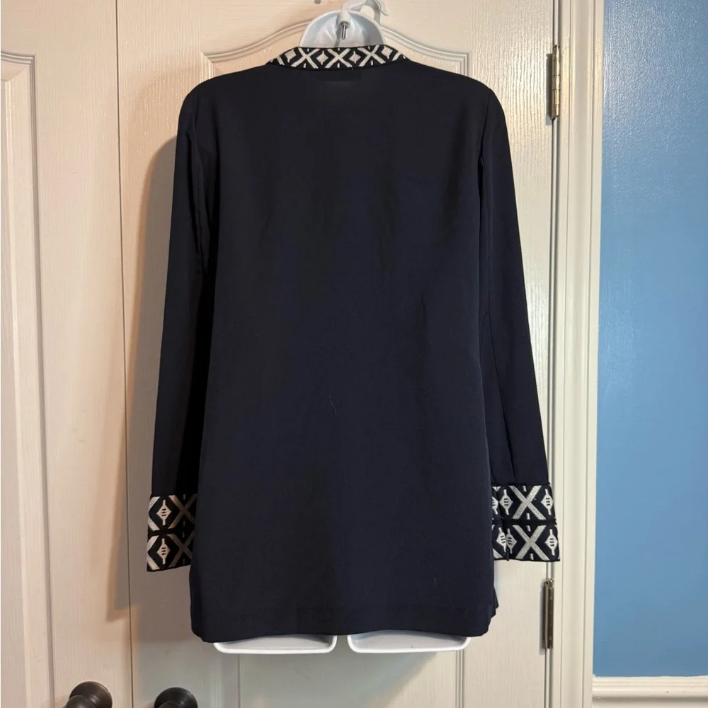 Tory Burch Embroidered Navy Tunic Top- Size‎ 2 🔥